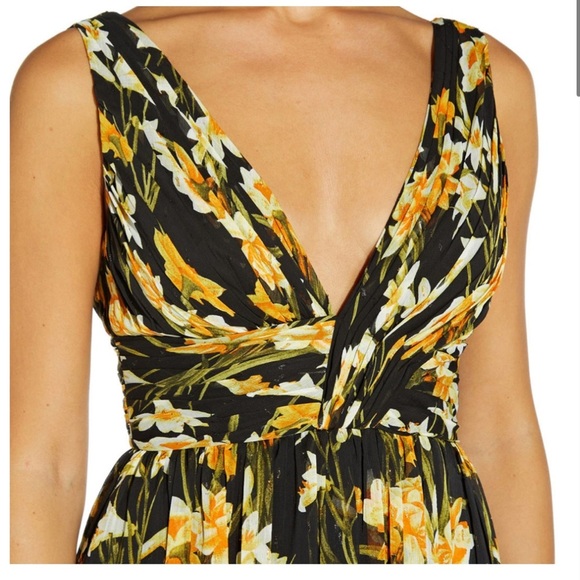 #20 AIDAN MATTOX • METALLIC FLORAL PRINT W. SLIT • NWT - Picture 3 of 9
